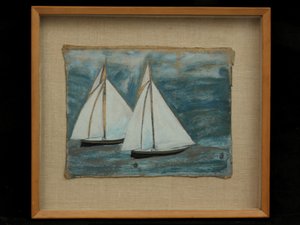 2つの帆船、c.1930 作： Alfred Wallis