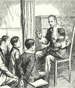 チャールズジョージゴードン将軍がグレイブセンドでぼろぼろの少年たちに英語史の物語を語る 作： Alfred Wallis Mills