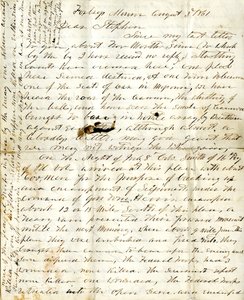 1861年8月3日、スティーブンへの手紙（アルフレッド・ワーナー）。 作： Alfred Warner