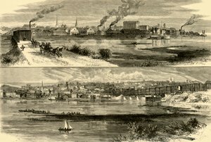 「イリノイ州ロックアイランド-アイオワ州ダベンポート」、1874年。