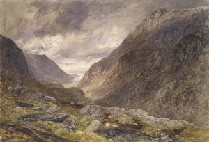 スランベリス峠、1853年（紙に水彩） 作： Alfred William Hunt