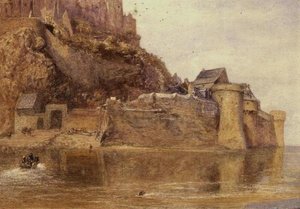 モンサンミッシェルの城壁（水彩画） 作： Alfred William Hunt