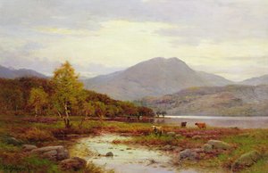秋の夜、ヴェナチャー湖 作： Alfred de Breanski