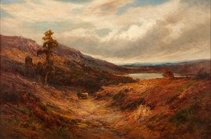 山道のハイランド牛（キャンバスに油彩） 作： Alfred de Breanski