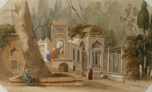 Eyoub、コンスタンティノープル (水彩と鉛筆) 作： Alfred de Courville