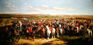 1854年9月8日、ブーローニュ近郊の高地における皇帝ナポレオン3世（1808-73）へのアルベール公（1819-61）の訪問（油彩・キャンバス） 作： Alfred de Prades