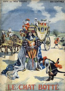ブーツキャット。 民話。 1910年頃の「「レ・ボー・テイルズ」コレクション「「ノス・ロワジール」」」のヴァッカリとキャリーのイラスト。個人蔵。 作： Alfredo and Carrey Vaccari