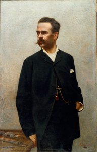 画家ニッコロ・バラビーノ(1832-1897)の肖像 アルフレード・ルクソーロ(n. 1859-1918)の絵画 19世紀 Sun.124x80 cm genes Nervi, Galleria d
