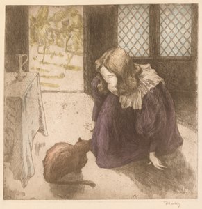 インテリア、猫と少女 (La Petite fille au chat)