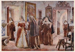 ポルトガル女王サヴォワ家のマリア・フランシスカ、リスボンの希望の聖母修道院にて 作： Alfredo Roque Gameiro