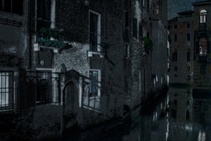 月の影、ヴェネツィア、2018年（手描きリペイント写真） 作： Alice Gur-Arie