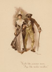 古い愛の歌：「夏の朝のような青春、冬の天気のような老い」（カラーリトグラフ） 作： Alice Havers
