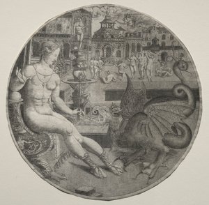 裸の女性とドラゴン、1523年。 作： Allaert Claesz