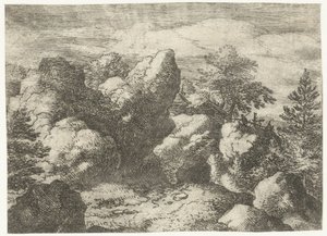 岩の風景 鋭い岩 作： Allaert van Everdingen