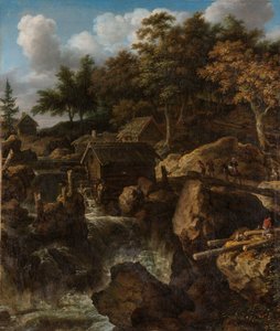 滝のあるスウェーデンの風景 作： Allaert van Everdingen