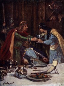 794年、マーシアのオファ2世の妻であるシネスリスによるイーストアングリアのエゼルベルト2世の毒殺（カラーリソ） 作： Allan (after) Stewart