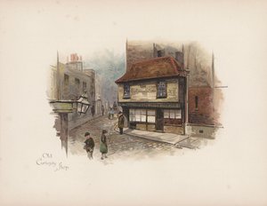 おなじみのロンドンオールド・キュリオシティ・ショップ（カラーリトグラフ） 作： Allan F. Barraud