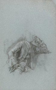 座った紳士の肖像画の研究（青の紙に切り株が付いたチョーク） 作： Allan Ramsay