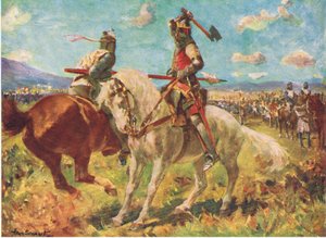 バノックバーンでのロバート・ザ・ブルース王とヘンリー・ド・ボハン卿の戦闘（カラーリソ） 作： Allan Stewart