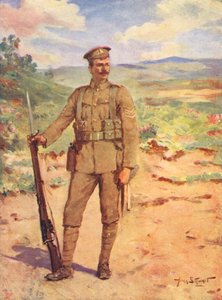 WW1：現代のイギリス兵（カラーリトグラフ）