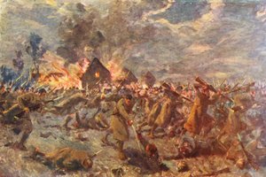 WW1：ハロウィーン、メシーンズでのロンドン・スコティッシュの銃剣突撃 作： Allan Stewart
