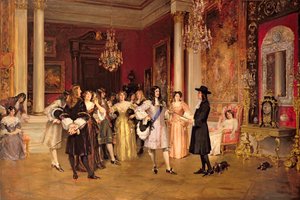 ウィリアム・ペン (1644-1718) がイングランド王チャールズ 2 世からペンシルバニア憲章を受け取る 作： Allan Stewart