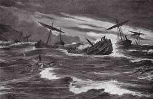 カスティーナ湾のクセルクセス艦隊（リトグラフ） 作： Allan Stewart