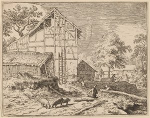 はしごが 2 つあるコテージ、おそらく c. 16451656。 作： Allart van Everdingen