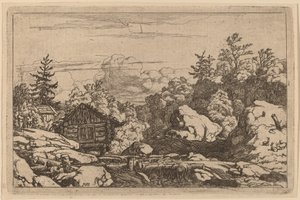 銀行のコテージ、おそらくc。 16451656。 作： Allart van Everdingen