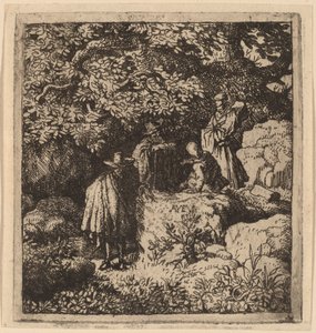 ツリーの下の 4 つの図、おそらく c. 16451656。 作： Allart van Everdingen