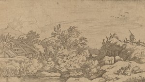 丘の上のヤギの群れ、おそらく c. 16451656。 作： Allart van Everdingen