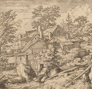 山側のハムレット、おそらくc。 16451656。 作： Allart van Everdingen