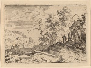 生け垣の残骸のある小屋 作： Allart van Everdingen