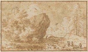 大きな岩のある風景。 作： Allart van Everdingen