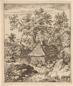 樽の近くに石臼のある風景 作： Allart van Everdingen