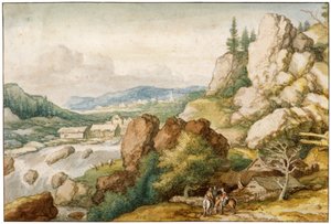 3人の騎士のいる風景、17世紀 作： Allart van Everdingen