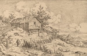 Ruinous Hedge の入り口近くにいる男、おそらく c. 16451656。 作： Allart van Everdingen