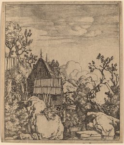 小さな木製の橋の男、おそらくc。 16451656。 作： Allart van Everdingen