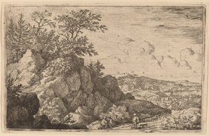 彼の犬と農民、おそらくc。 16451656。 作： Allart van Everdingen
