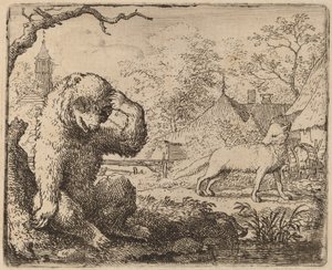 レイナードは哀れな熊をあざ笑う、おそらく c. 16451656。 作： Allart van Everdingen