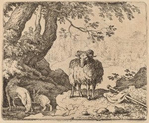 レイナードは、羊とウサギを連れて家に帰ります 作： Allart van Everdingen