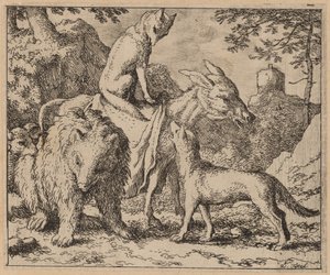 お尻の上に座るレイナード、おそらくc。 16451656。 作： Allart van Everdingen