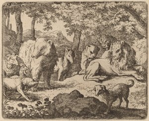 レイナードは彼の物語を語るために釈放される、おそらく c. 16451656。 作： Allart van Everdingen