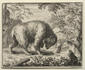 レイナード・ザ・フォックス：レナードはクマに蜂蜜を約束します 作： Allart van Everdingen
