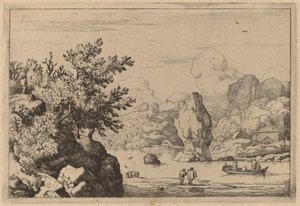 川の真ん中の岩、おそらくc。 16451656。 作： Allart van Everdingen