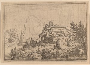 水に囲まれた廃墟のコテージ 作： Allart van Everdingen
