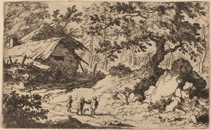 荒廃したコテージ、おそらくc。 16451656。 作： Allart van Everdingen