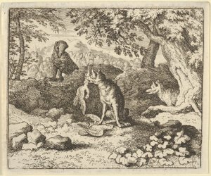 アナグマは急いでレナードにライオンの意図を警告します, 1650-75. 作： Allart van Everdingen