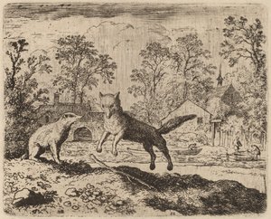 アナグマはレイナードに苦行を課す、おそらく c. 16451656。 作： Allart van Everdingen