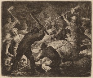農民に襲撃されたクマ、おそらくc。 16451656。 作： Allart van Everdingen
